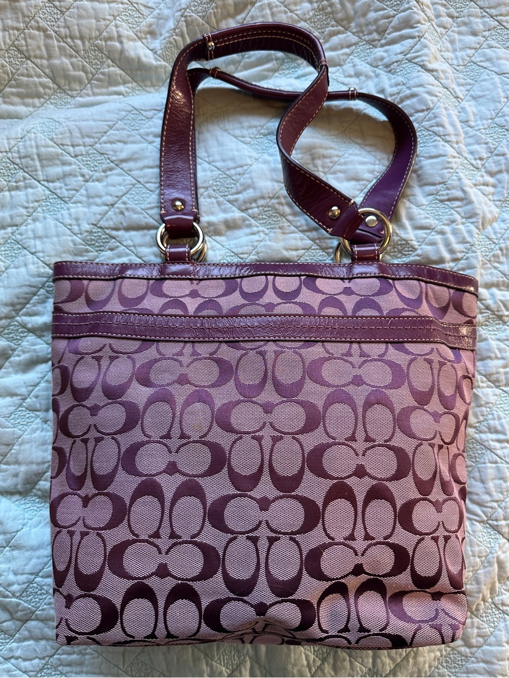 Coach Penelope Signature Monogram Tote Bag in Plum - Picture 4 of 9